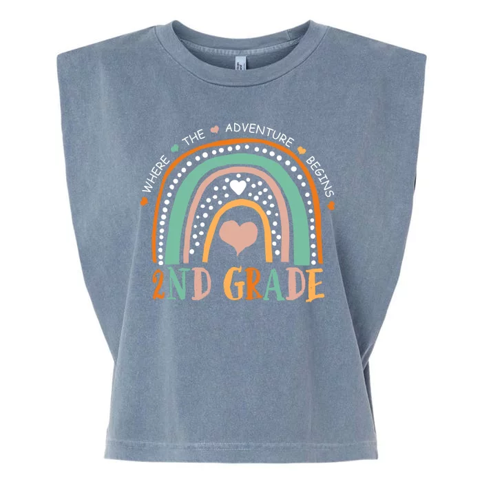 Where The Adventure Begins 2nd Grade Garment-Dyed Women's Muscle Tee