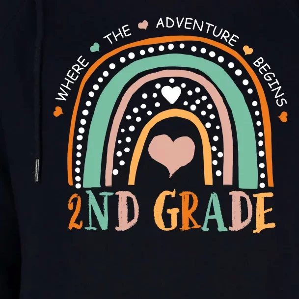 Where The Adventure Begins 2nd Grade Womens Funnel Neck Pullover Hood