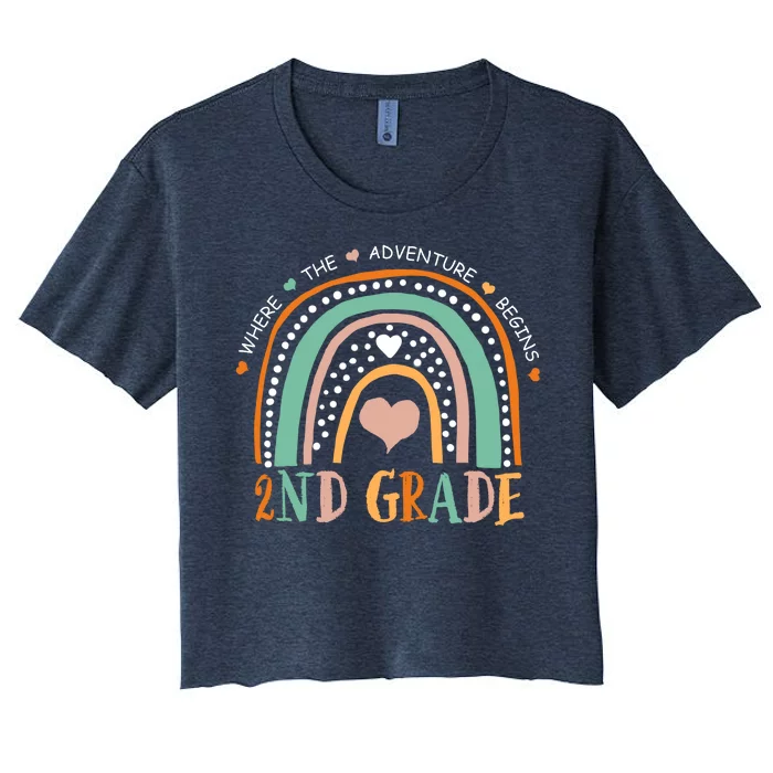 Where The Adventure Begins 2nd Grade Women's Crop Top Tee