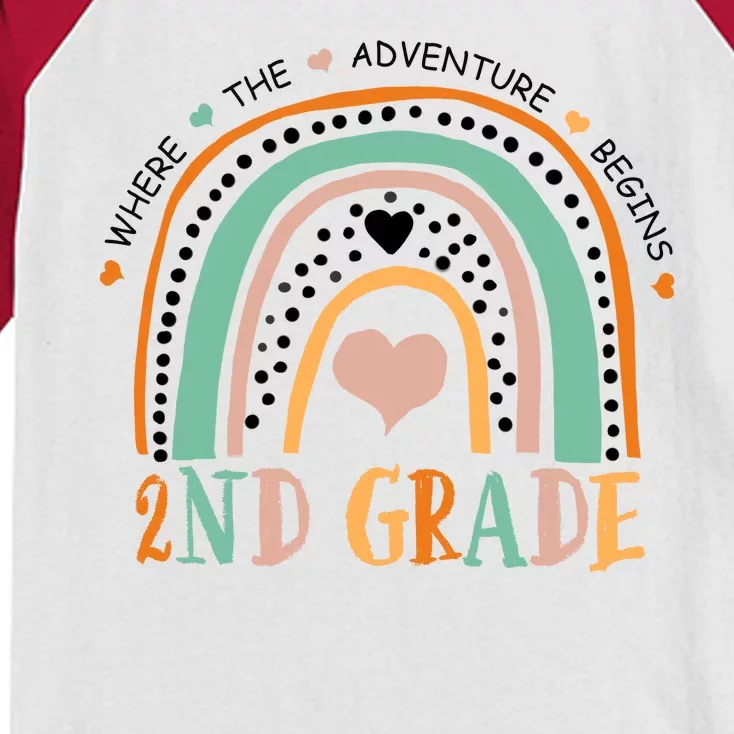 Where The Adventure Begins 2nd Grade Kids Colorblock Raglan Jersey