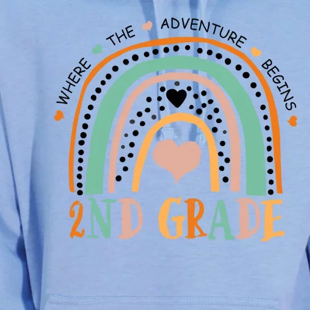 Where The Adventure Begins 2nd Grade Unisex Surf Hoodie