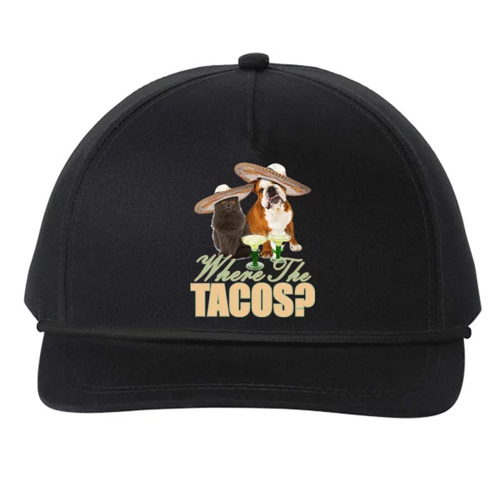 Where The Tacos? Cat Dog Snapback Five-Panel Rope Hat