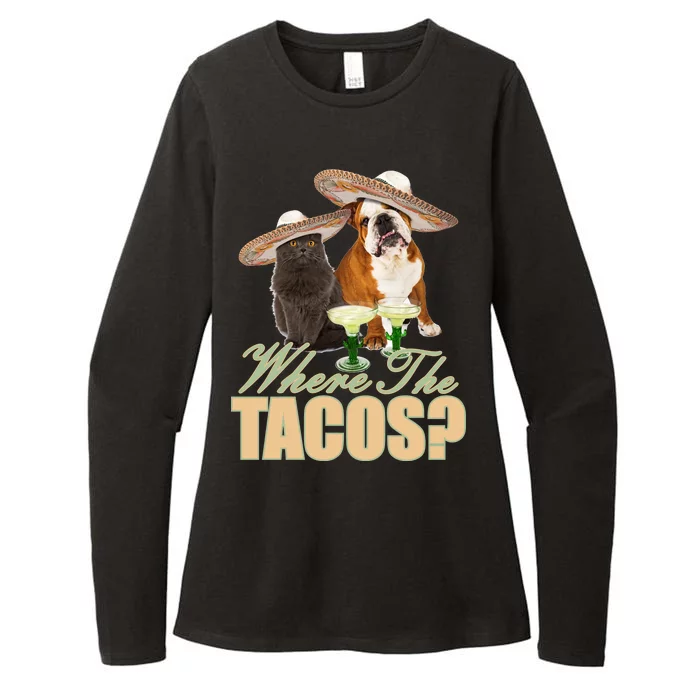 Where The Tacos? Cat Dog Womens CVC Long Sleeve Shirt