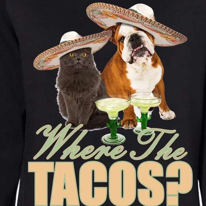 Where The Tacos? Cat Dog Womens California Wash Sweatshirt