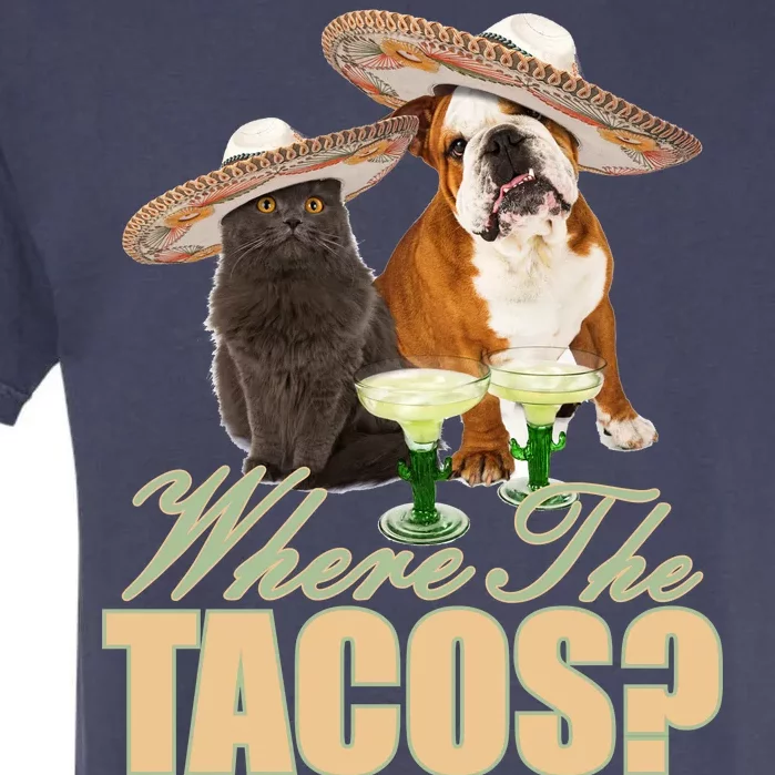 Where The Tacos? Cat Dog Garment-Dyed Heavyweight T-Shirt