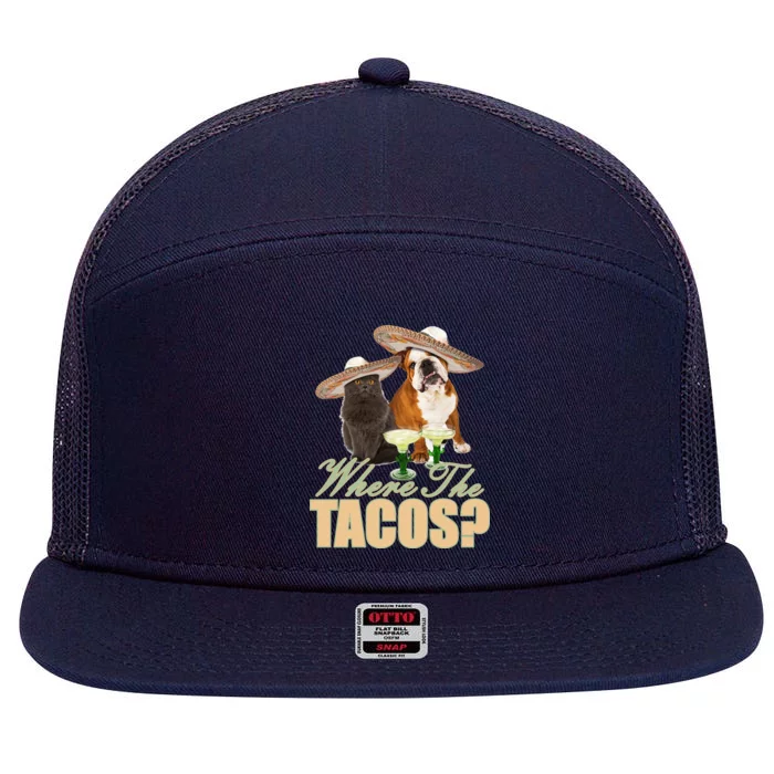 Where The Tacos? Cat Dog 7 Panel Mesh Trucker Snapback Hat