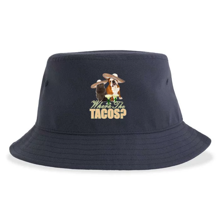 Where The Tacos? Cat Dog Sustainable Bucket Hat