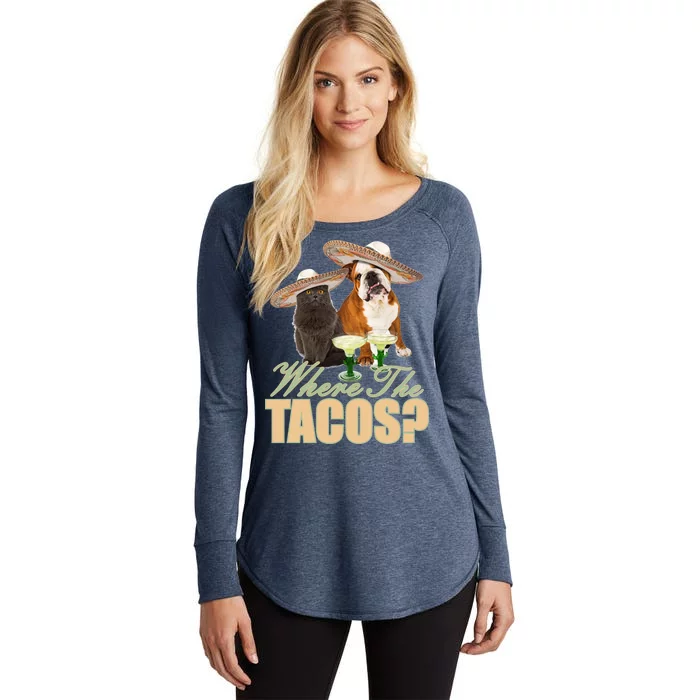 Where The Tacos? Cat Dog Women's Perfect Tri Tunic Long Sleeve Shirt