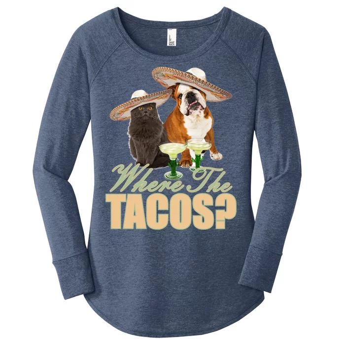 Where The Tacos? Cat Dog Women's Perfect Tri Tunic Long Sleeve Shirt