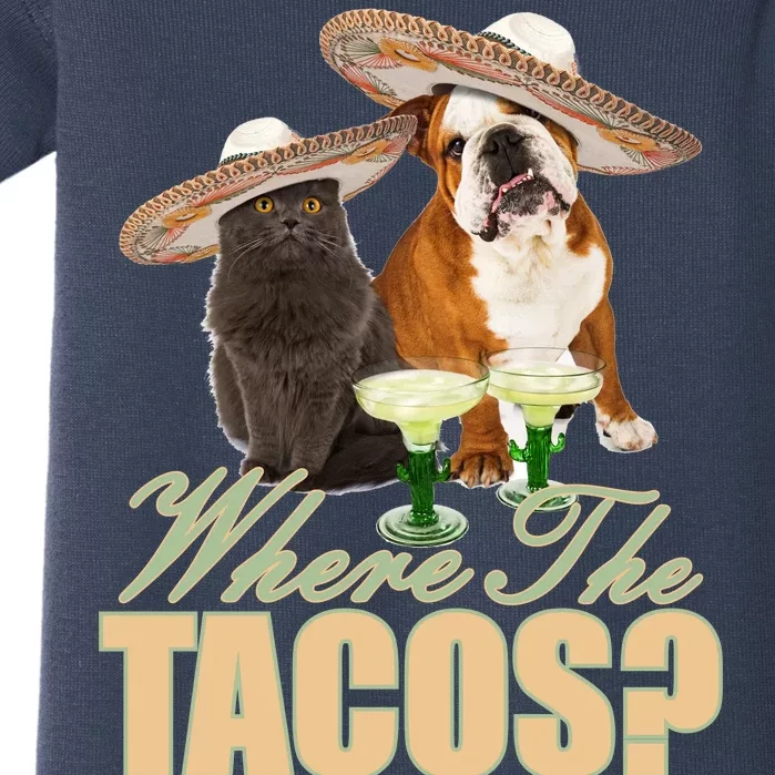 Where The Tacos? Cat Dog Baby Bodysuit