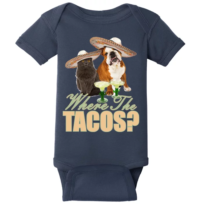 Where The Tacos? Cat Dog Baby Bodysuit