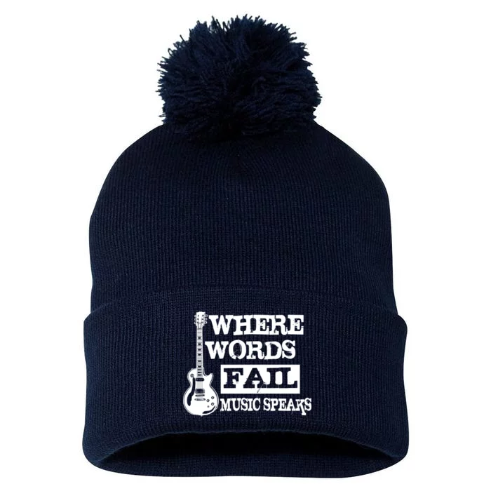 Where Words Fail Music Speaks Pom Pom 12in Knit Beanie