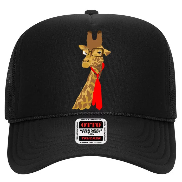 Where Would a Giraffe Wear a Tie? - Red Neck Tie High Crown Mesh Trucker Hat