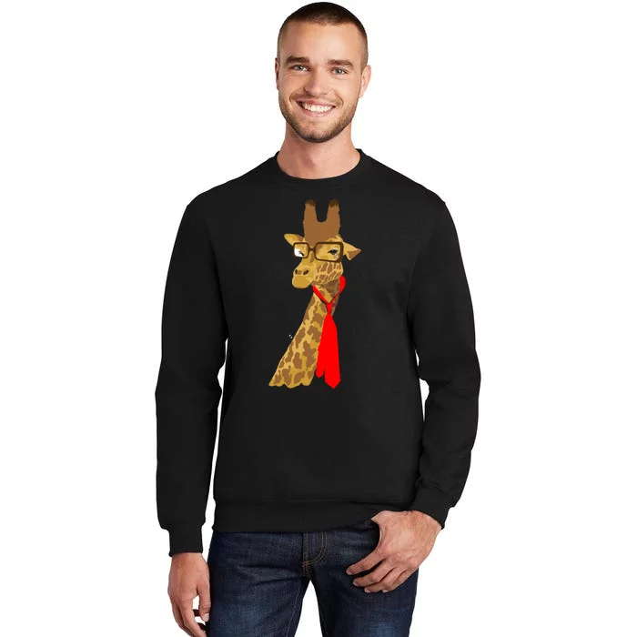 Where Would a Giraffe Wear a Tie? - Red Neck Tie Tall Sweatshirt