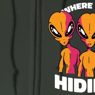 Where You Hiding Creepy Aliens Full Zip Hoodie