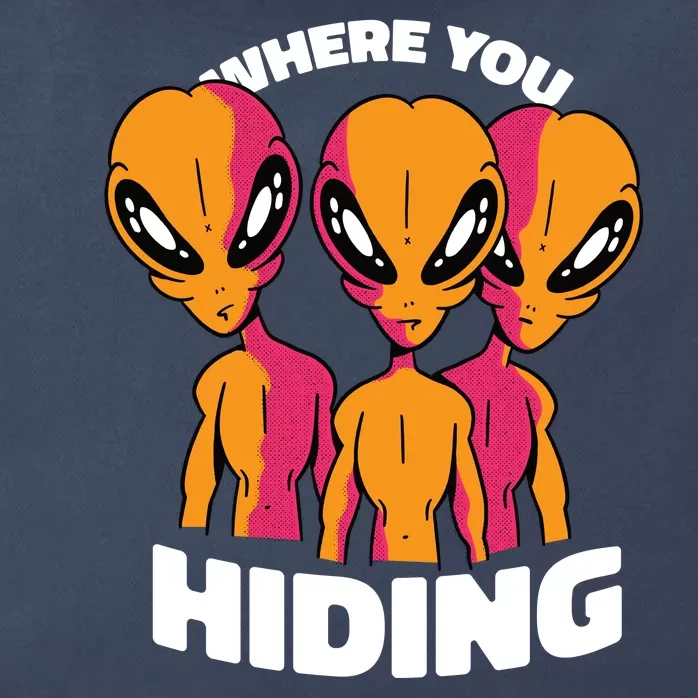 Where You Hiding Creepy Aliens Zip Tote Bag