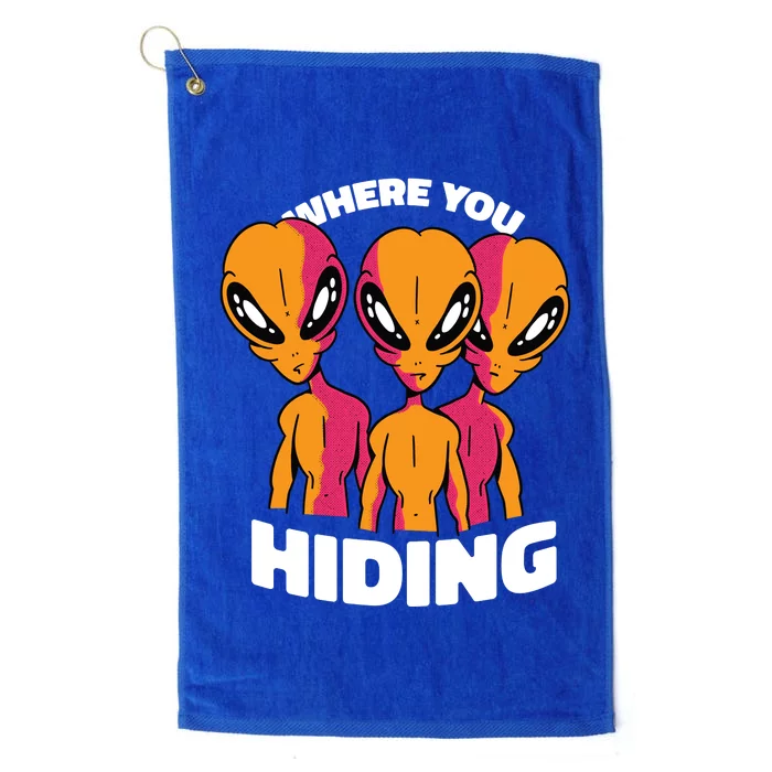 Where You Hiding Creepy Aliens Platinum Collection Golf Towel