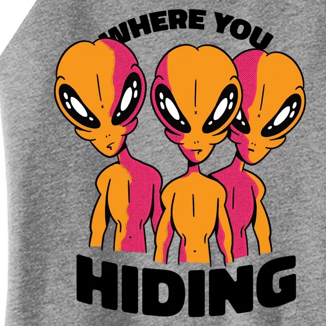 Where You Hiding Creepy Aliens Women’s Perfect Tri Rocker Tank