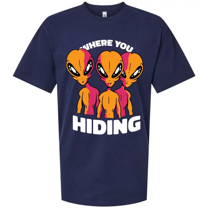 Where You Hiding Creepy Aliens Sueded Cloud Jersey T-Shirt