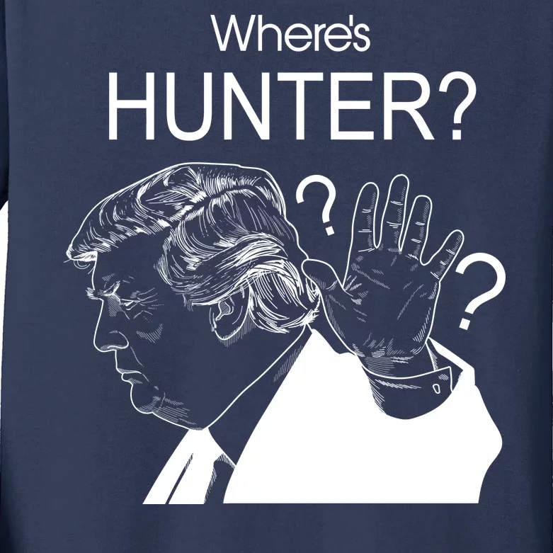 Where's Hunter Trump Rally Kids Long Sleeve Shirt