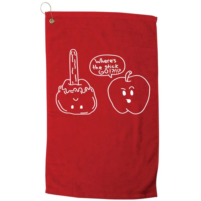 Wheres the Stick Go? Caramel Apple Platinum Collection Golf Towel