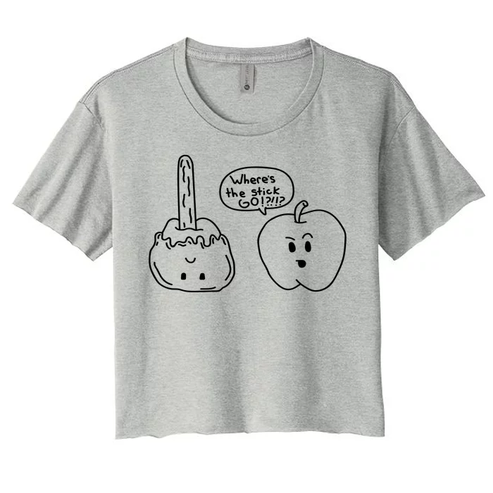 Wheres the Stick Go? Caramel Apple Women's Crop Top Tee