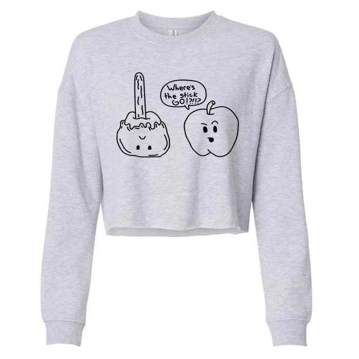 Wheres the Stick Go? Caramel Apple Cropped Pullover Crew