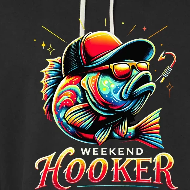 Weekend Hooker Funny Bass Fishing Garment-Dyed Fleece Hoodie