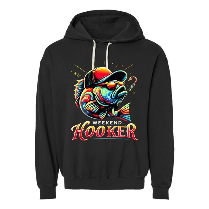 Weekend Hooker Funny Bass Fishing Garment-Dyed Fleece Hoodie