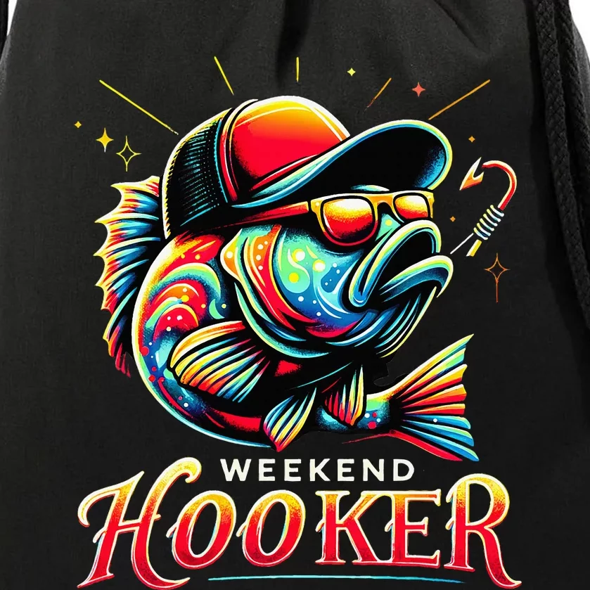 Weekend Hooker Funny Bass Fishing Drawstring Bag