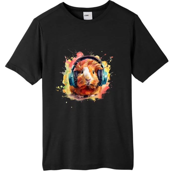 Watercolor Headphones Funny Guinea Pig ChromaSoft Performance T-Shirt