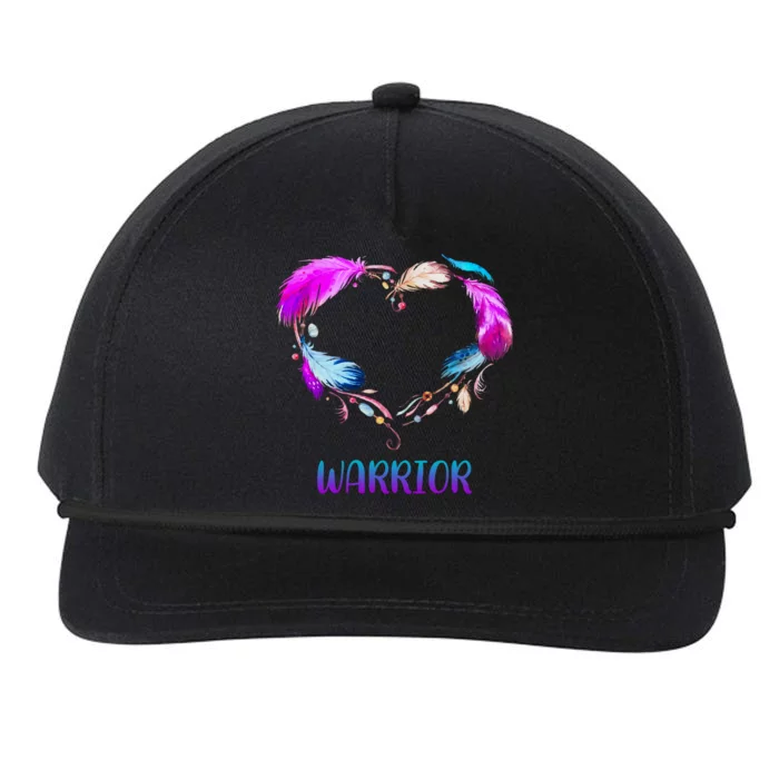 Warrior Heart Feather Graphic Snapback Five-Panel Rope Hat