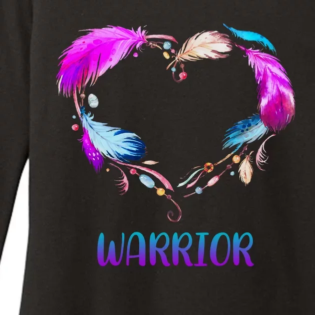 Warrior Heart Feather Graphic Womens CVC Long Sleeve Shirt