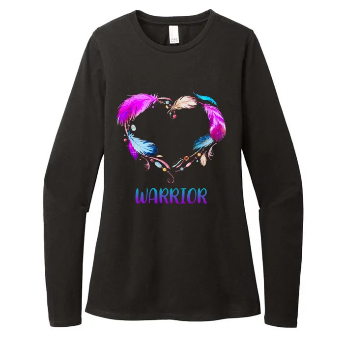 Warrior Heart Feather Graphic Womens CVC Long Sleeve Shirt