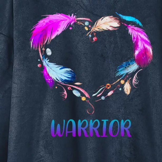 Warrior Heart Feather Graphic Hooded Wearable Blanket