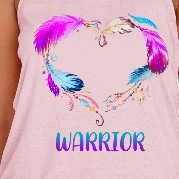 Warrior Heart Feather Graphic Women's Knotted Racerback Tank