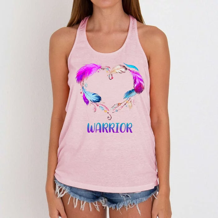 Warrior Heart Feather Graphic Women's Knotted Racerback Tank