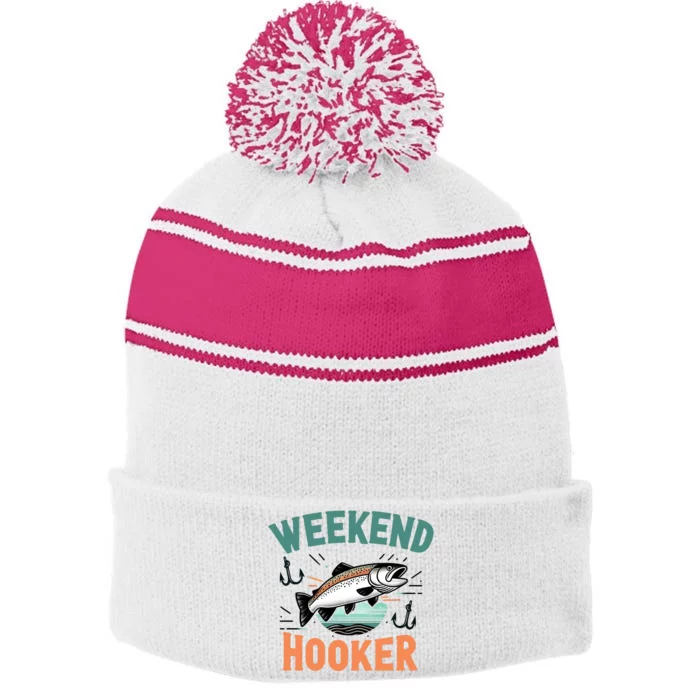 Weekend Hooker Fishing Stripe Pom Pom Beanie