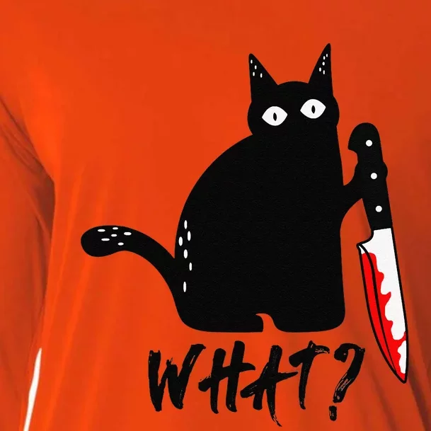 What Halloween Funny Murderous Cat With Knife Cooling Performance Long Sleeve Crew