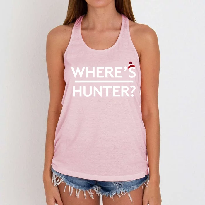 WhereS Hunter Funny Trump Quote 2020 Rally Gift Ideas Gift Women's Knotted Racerback Tank