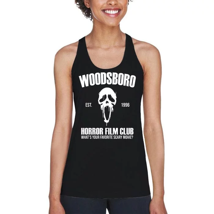 Woodsboro Horror Film Club Scary Movie Women's Racerback Tank