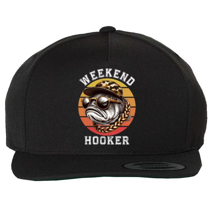 Weekend Hooker Fishing Funny Reel Cool Fisher Design Great Gift Wool Snapback Cap