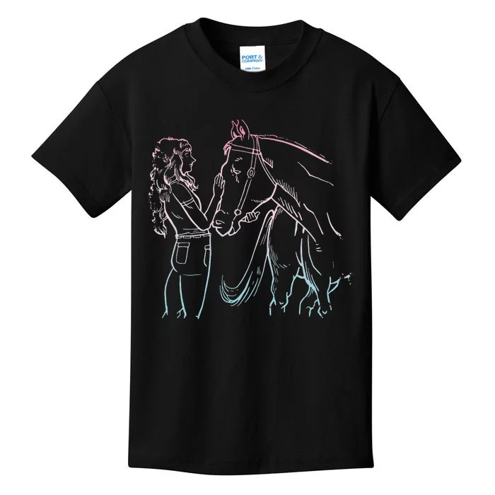 With Horse For Horseback Riding Horse Kids T-Shirt