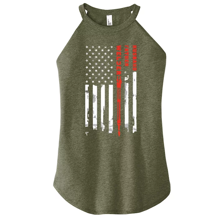 Welder Husband Father Dad American Flag Father's Day Gift Women’s Perfect Tri Rocker Tank