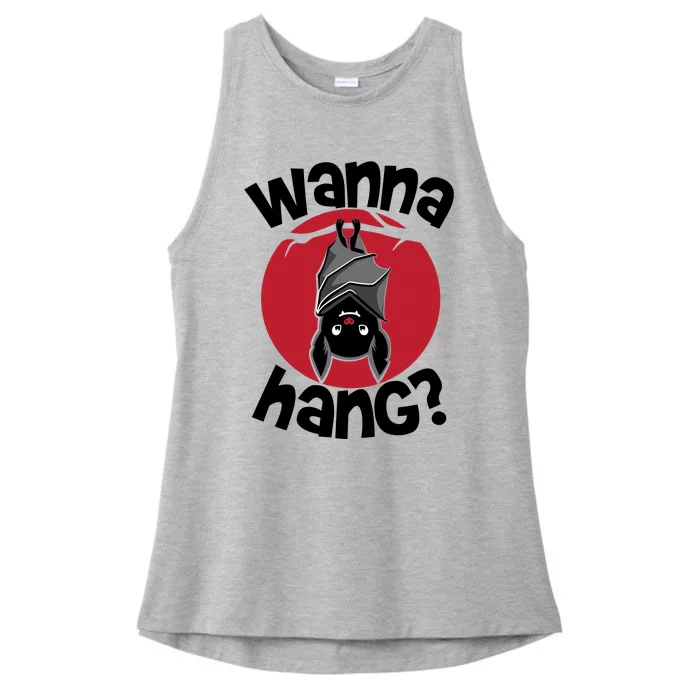 Wanna Hang Funny Bat Ladies Tri-Blend Wicking Tank