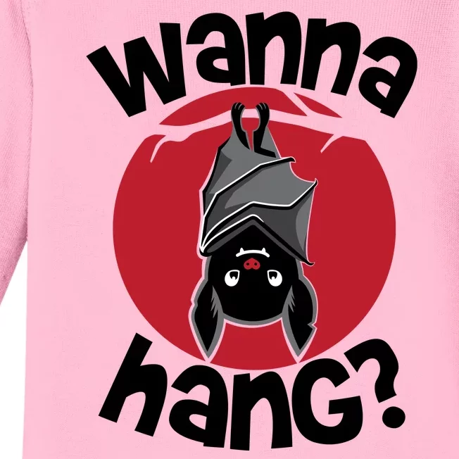 Wanna Hang Funny Bat Baby Long Sleeve Bodysuit