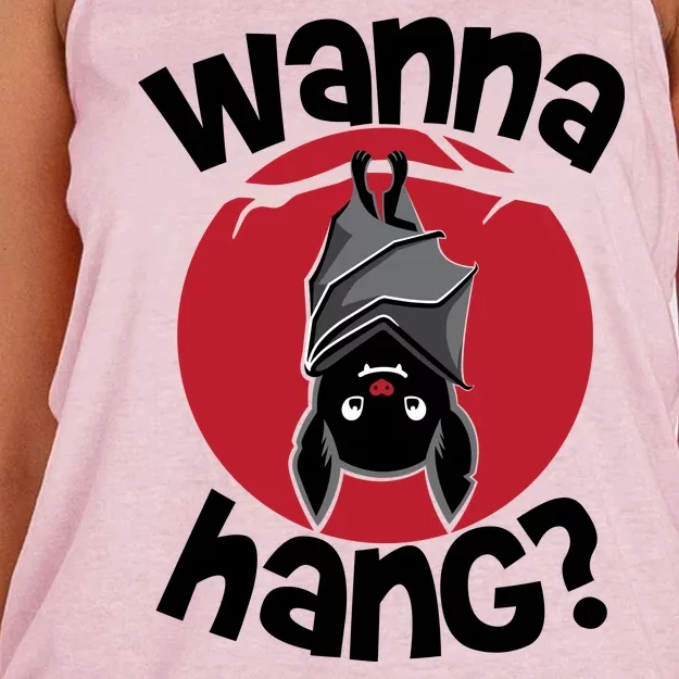 Wanna Hang Funny Bat Women's Knotted Racerback Tank