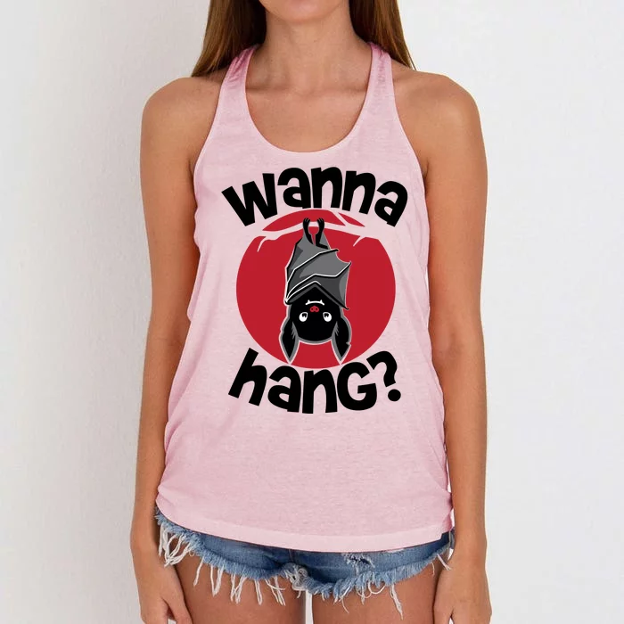 Wanna Hang Funny Bat Women's Knotted Racerback Tank