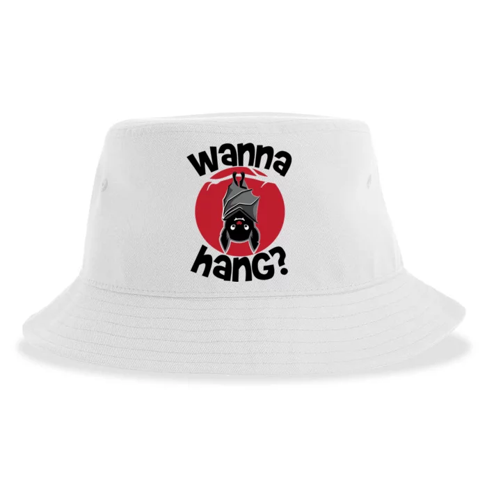 Wanna Hang Funny Bat Sustainable Bucket Hat