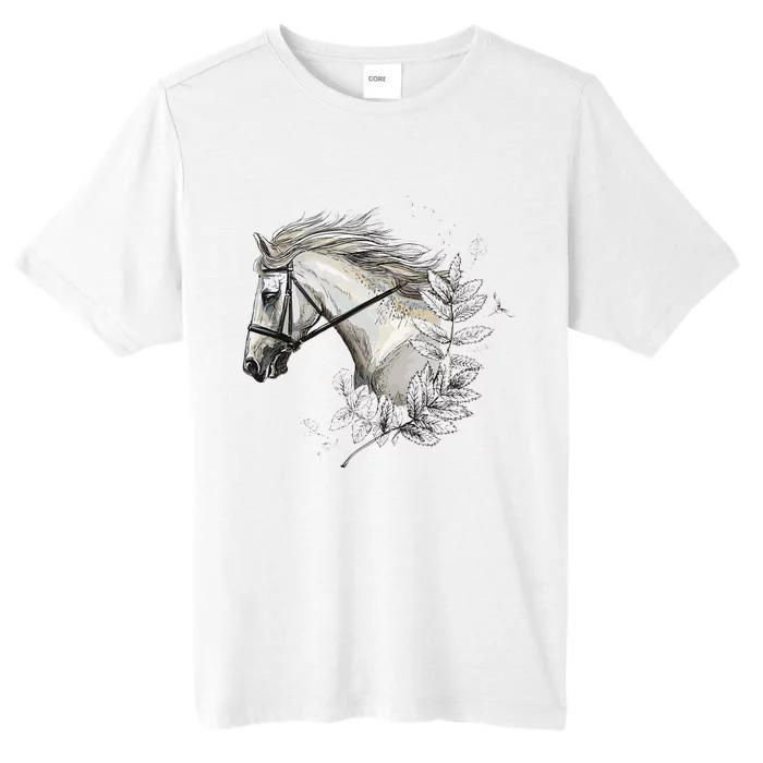 White Horse for Horses Lovers Floral funnhy horse ChromaSoft Performance T-Shirt